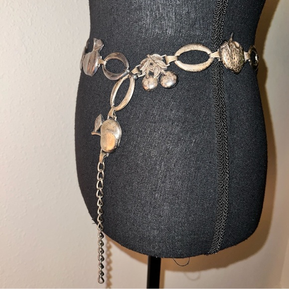 ESCADA Women’s Vintage Apple, Strawberry, Pear, Cherries Brushed Metal Belt - Picture 7 of 16